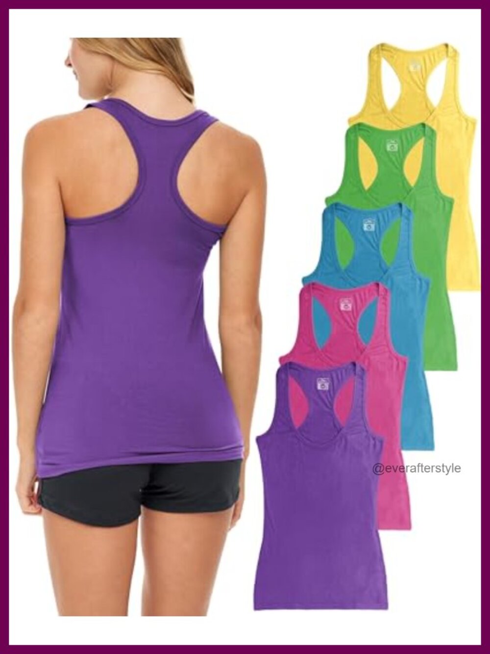 Racerback Tank Tops Cotton Spandex Stretch Scoop Neck Pull On Athletic